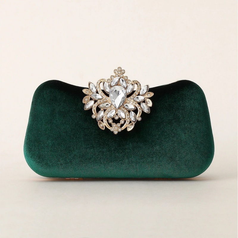 Dark Green Velvet Clutch Bag L - đánh giá và giá Women'S Evening Bags