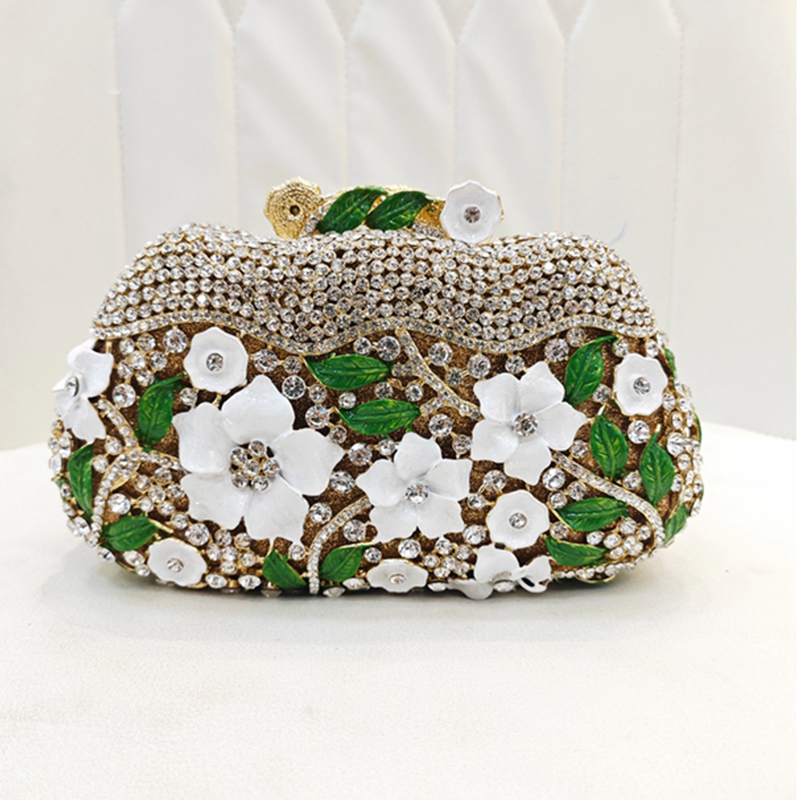 Gold Metal Flower Diamond Even - đánh giá và giá Women Bags Gold